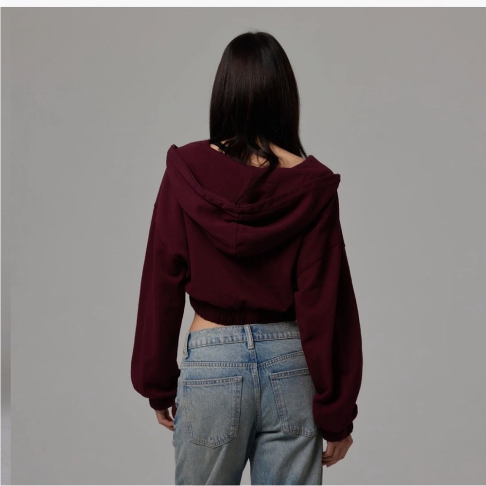 Talentless WOMENS ZIP CROP JACKET Medium in Cherry Cola - Picture 3 of 4